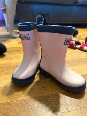 Hatley Pink and Navy Kids Rain Boots